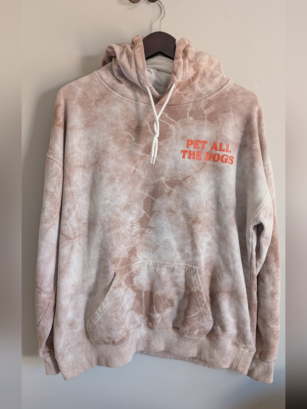 Assholes Live Forever Pet All The Dogs Graphic Hoodie, Brown Tie Dye, Size XL